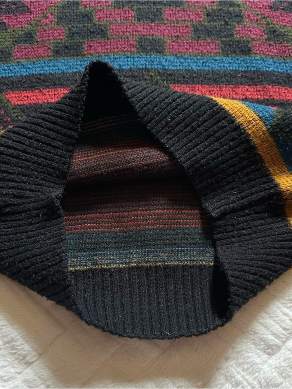 Vintage 1990s Men's Western Multicolor Geometric Crewneck Sweater Medium - Picture 5 of 6